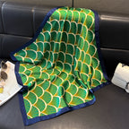 70cm Pink Floral Silk Scarf for Women Simulated Silk Fresh and Elegant Versatile Headwear Clothing Bags and Square Scarf