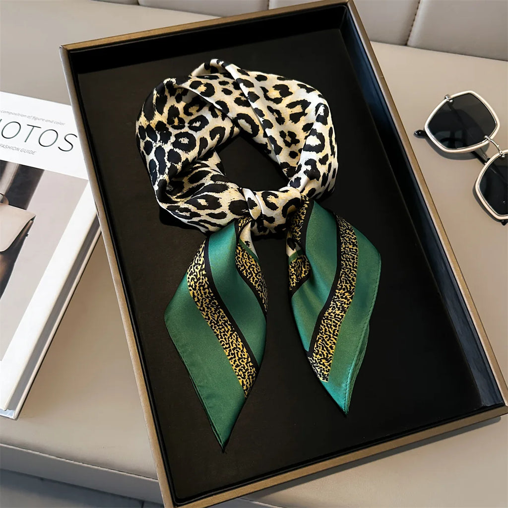 70cm Pink Floral Silk Scarf for Women Simulated Silk Fresh and Elegant Versatile Headwear Clothing Bags and Square Scarf