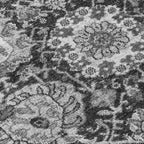 8' Gray And Ash Gray Round Damask Washable Indoor Outdoor Area Rug - H&A Outlet