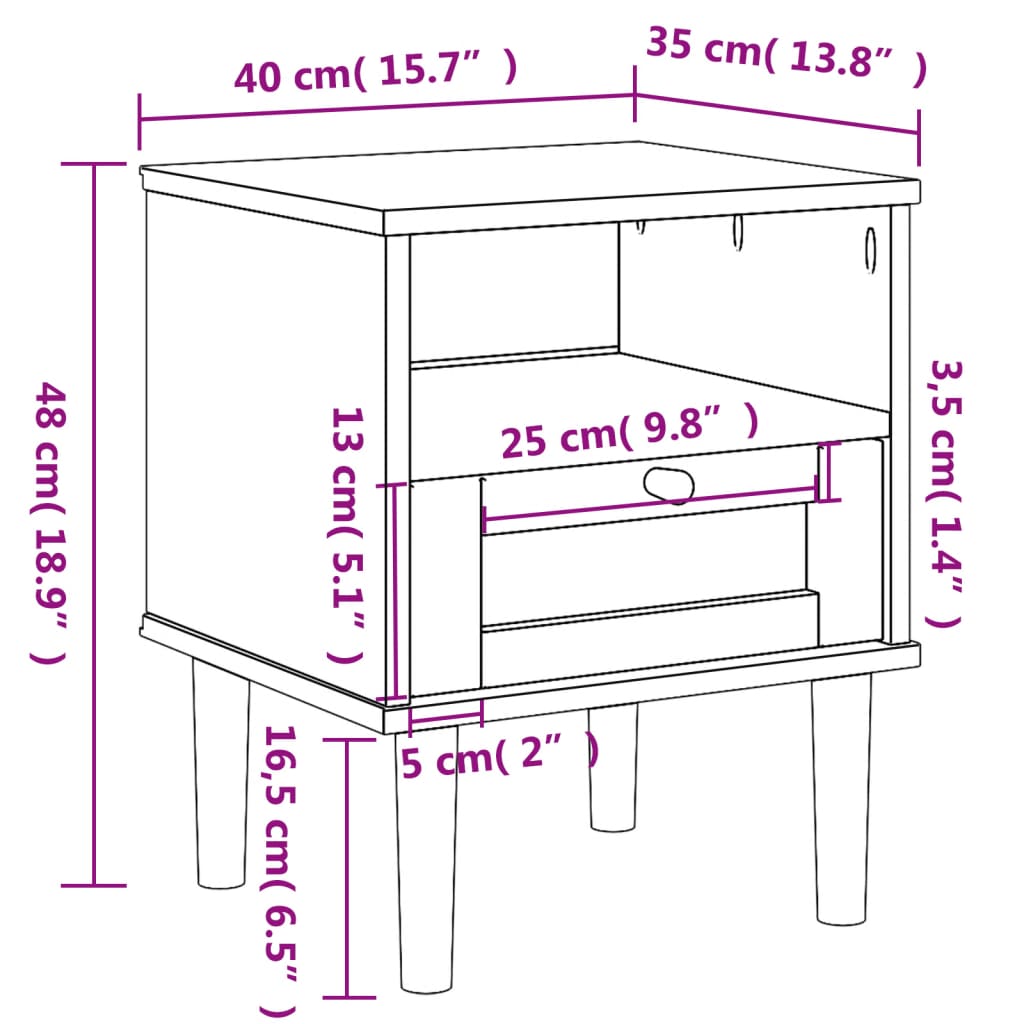 vidaXL Bedside Cabinet Furniture for Bedroom SENJA Rattan Look Solid Wood Pine
