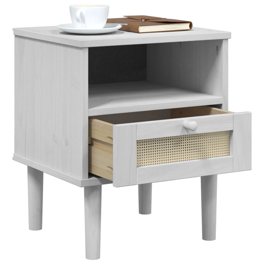 vidaXL Bedside Cabinet Furniture for Bedroom SENJA Rattan Look Solid Wood Pine