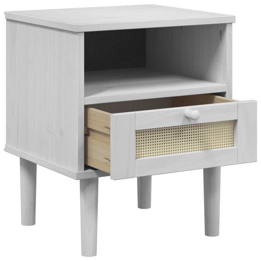 vidaXL Bedside Cabinet Furniture for Bedroom SENJA Rattan Look Solid Wood Pine
