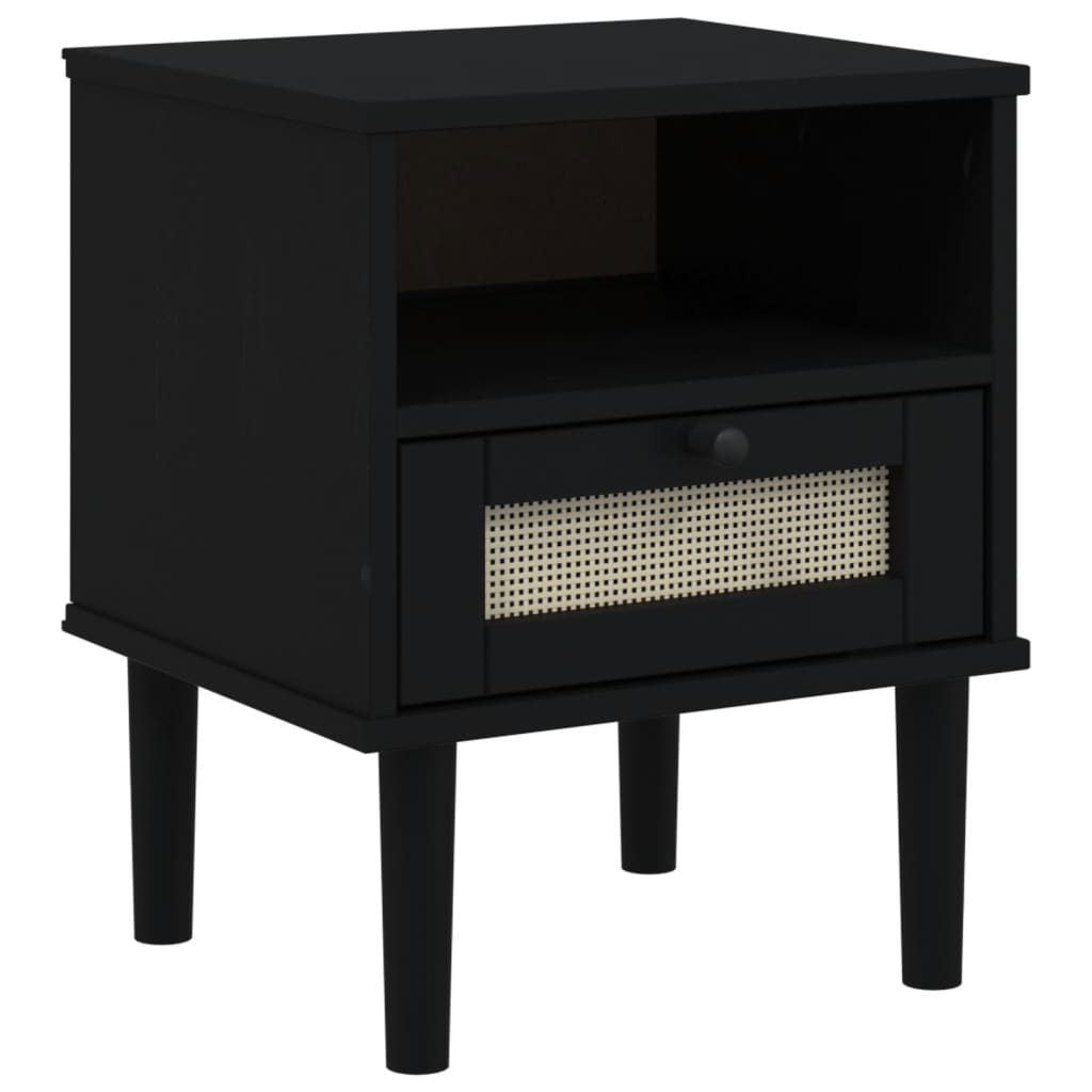 vidaXL Bedside Cabinet Furniture for Bedroom SENJA Rattan Look Solid Wood Pine