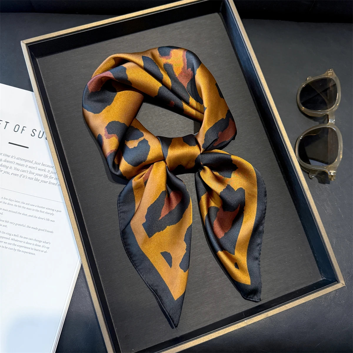 70cm Pink Floral Silk Scarf for Women Simulated Silk Fresh and Elegant Versatile Headwear Clothing Bags and Square Scarf