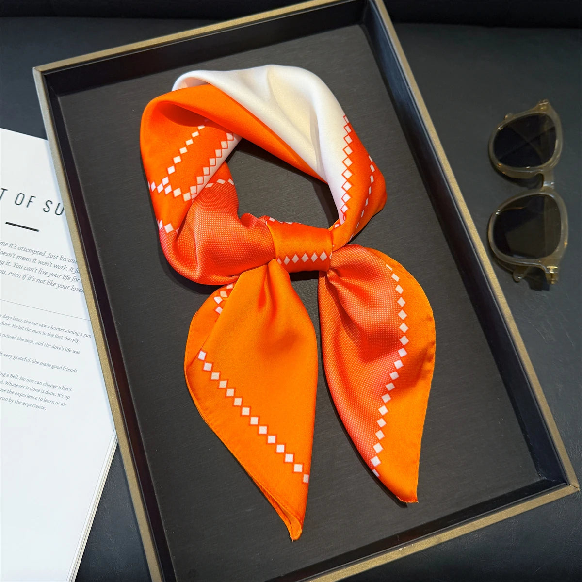 70cm Pink Floral Silk Scarf for Women Simulated Silk Fresh and Elegant Versatile Headwear Clothing Bags and Square Scarf