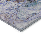 9' X 12' Beige Blue And Taupe Abstract Washable Indoor Outdoor Area Rug - H&A Outlet