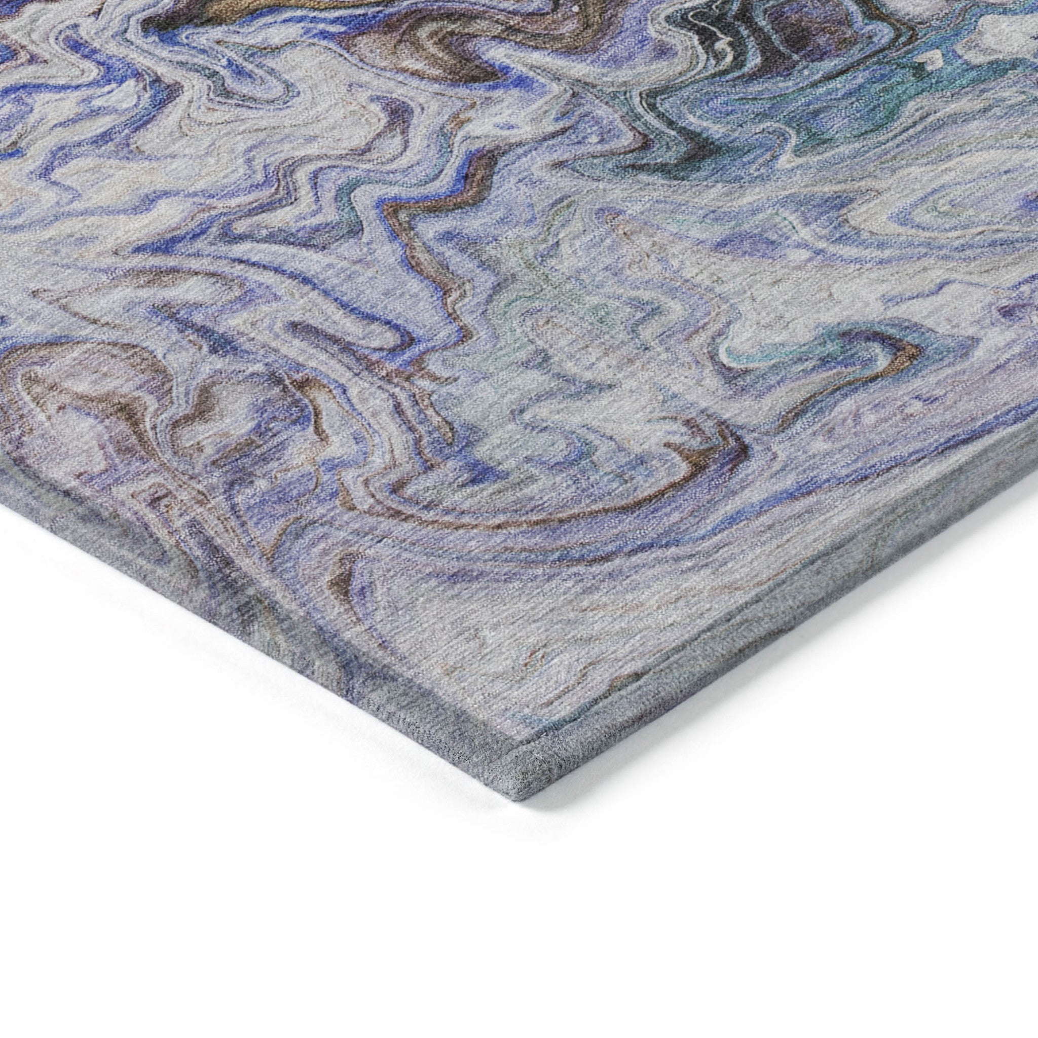 9' X 12' Beige Blue And Taupe Abstract Washable Indoor Outdoor Area Rug - H&A Outlet