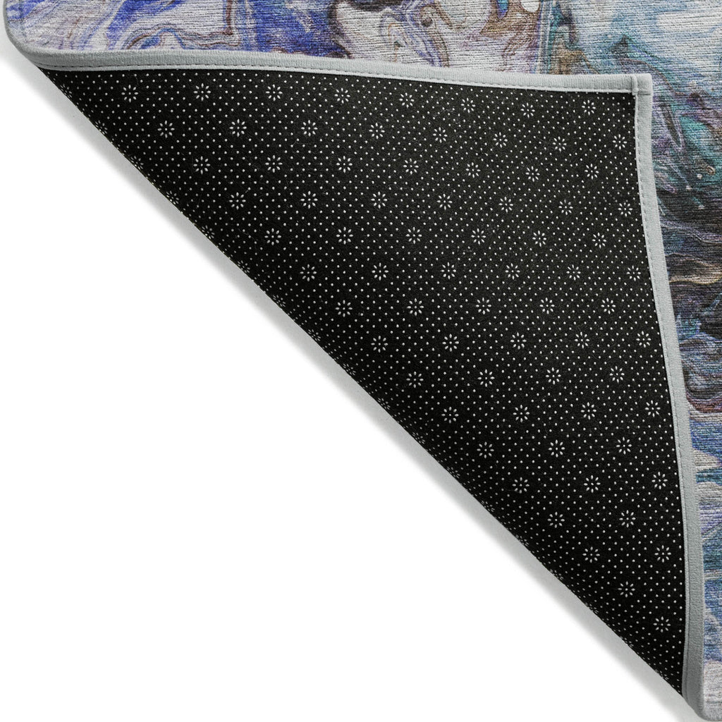 9' X 12' Beige Blue And Taupe Abstract Washable Indoor Outdoor Area Rug - H&A Outlet