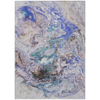 9' X 12' Beige Blue And Taupe Abstract Washable Indoor Outdoor Area Rug - H&A Outlet
