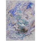 9' X 12' Beige Blue And Taupe Abstract Washable Indoor Outdoor Area Rug - H&A Outlet