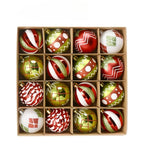 16PCS Christmas Ball Snowflake Stripe Pattern Christmas Tree Ornaments