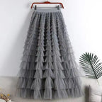 Casual Womens Solid Ball Gown Long Skirt Tulle High Waist Pleated Tutu