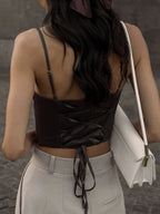 Spaghetti Strap Tank Top Sexy Backless Bandage Skinny Crop Tops Summer