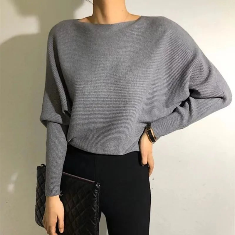 Bat sleeve thick sweater for women's autumn and winter outdoor wear