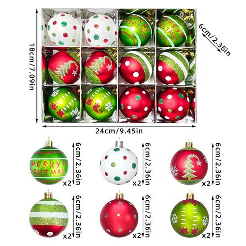 34/12/9pcs Grinch Christmas Ball Decorations Green Monster Xmas Tree