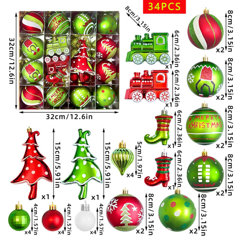 34/12/9pcs Grinch Christmas Ball Decorations Green Monster Xmas Tree