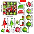 34/12/9pcs Grinch Christmas Ball Decorations Green Monster Xmas Tree