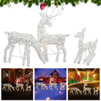 3Pc Lighted Deer Reindeer Family Lighted Deer Christmas Decor With Led