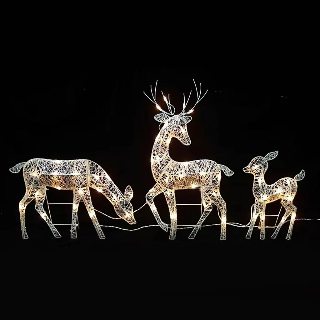 3Pc Lighted Deer Reindeer Family Lighted Deer Christmas Decor With Led