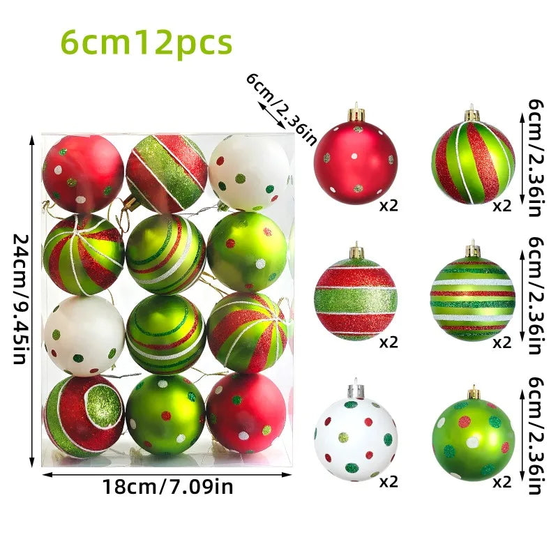 34/12/9pcs Grinch Christmas Ball Decorations Green Monster Xmas Tree
