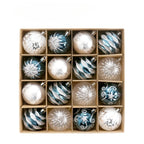 16PCS Christmas Ball Snowflake Stripe Pattern Christmas Tree Ornaments