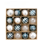 16PCS Christmas Ball Snowflake Stripe Pattern Christmas Tree Ornaments