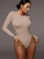 O Neck Long Sleeve Solid White Sexy Bodysuit Women Black Autumn Winter
