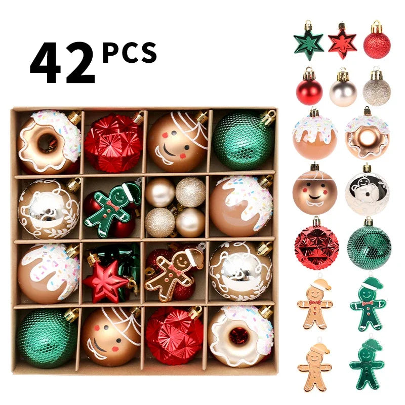 New ChristmasTree Ornaments Red Green Gold Plastic Hanging Balls For