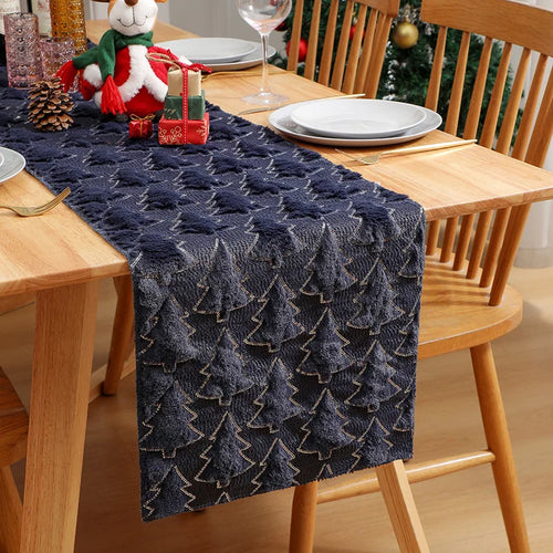 3D Green Christmas Tree Table Runner,Thickened Sequin Christmas Event