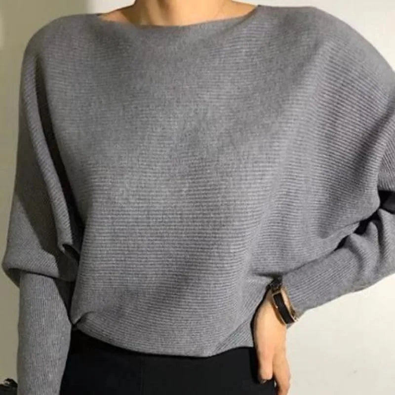 Bat sleeve thick sweater for women's autumn and winter outdoor wear