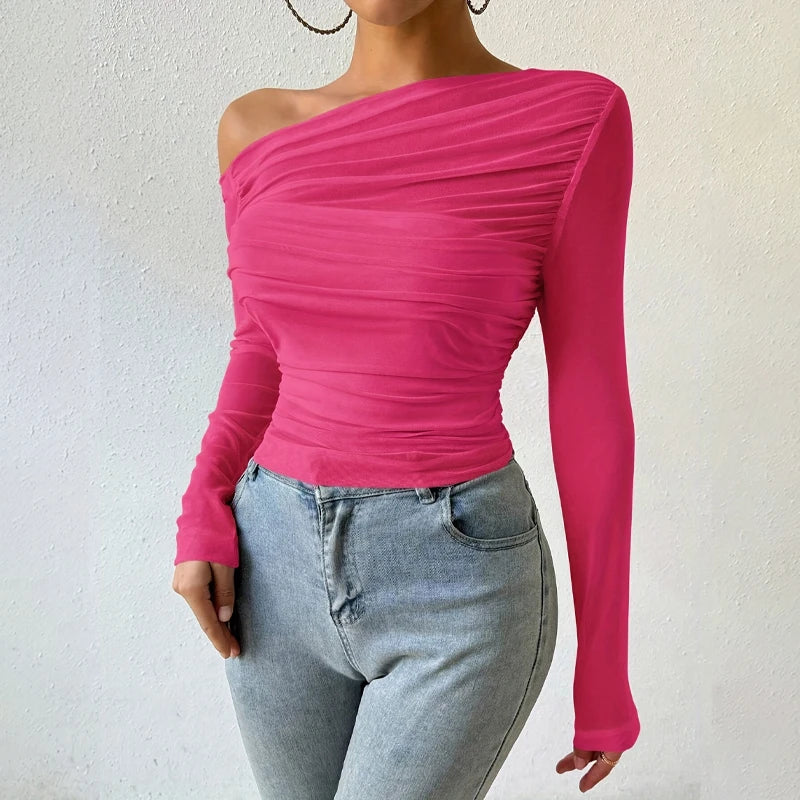 Autumn Winter Top Women 2025 Fall Fashion Off The Shoulder Long Sleeve