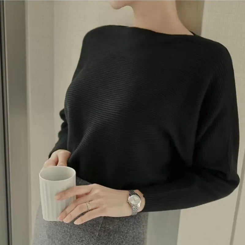 Bat sleeve thick sweater for women's autumn and winter outdoor wear