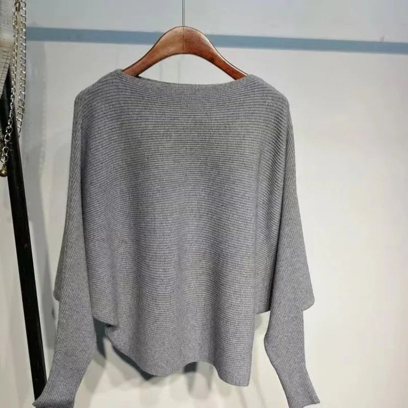 Bat sleeve thick sweater for women's autumn and winter outdoor wear