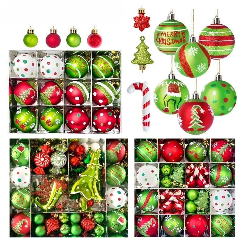 34/12/9pcs Grinch Christmas Ball Decorations Green Monster Xmas Tree