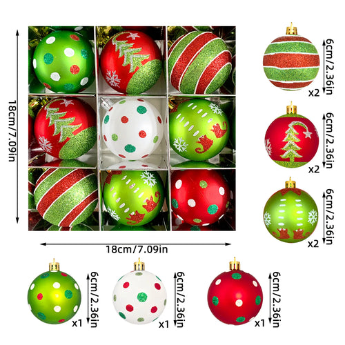 34/12/9pcs Grinch Christmas Ball Decorations Green Monster Xmas Tree