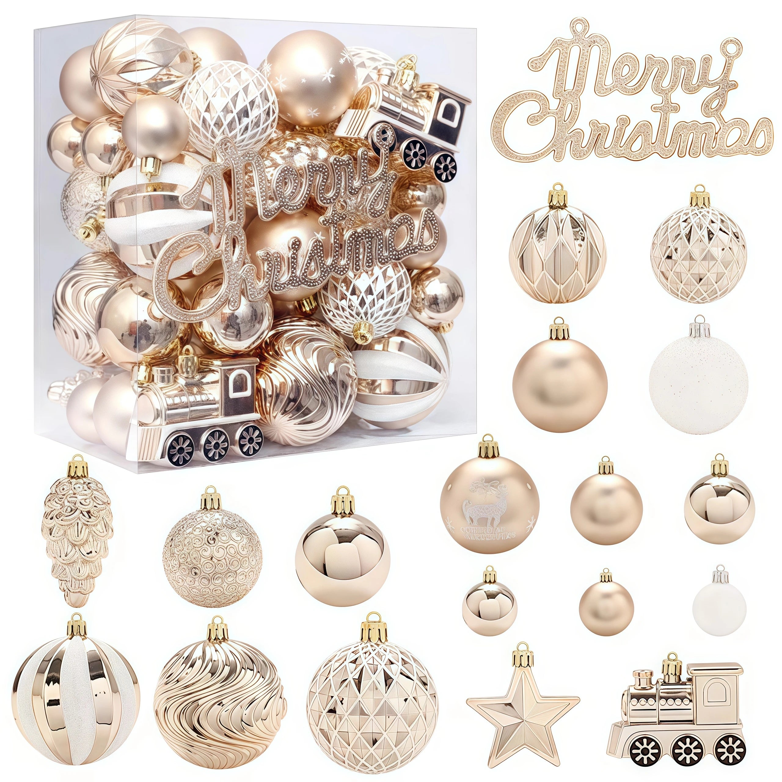 Champagne Gold Christmas Ball Decorations Christmas Tree Ornaments