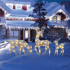 3Pc Lighted Deer Reindeer Family Lighted Deer Christmas Decor With Led