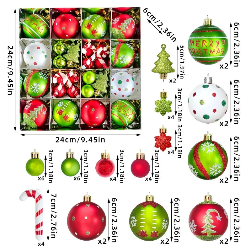 34/12/9pcs Grinch Christmas Ball Decorations Green Monster Xmas Tree
