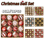 16PCS Christmas Ball Snowflake Stripe Pattern Christmas Tree Ornaments