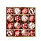 16PCS Christmas Ball Snowflake Stripe Pattern Christmas Tree Ornaments