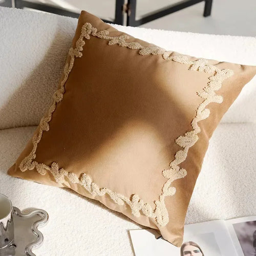 45x45CM Brown Vintage Nordic Throw Pillow Cover Cream Light luxury