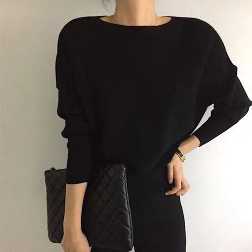 Bat sleeve thick sweater for women's autumn and winter outdoor wear