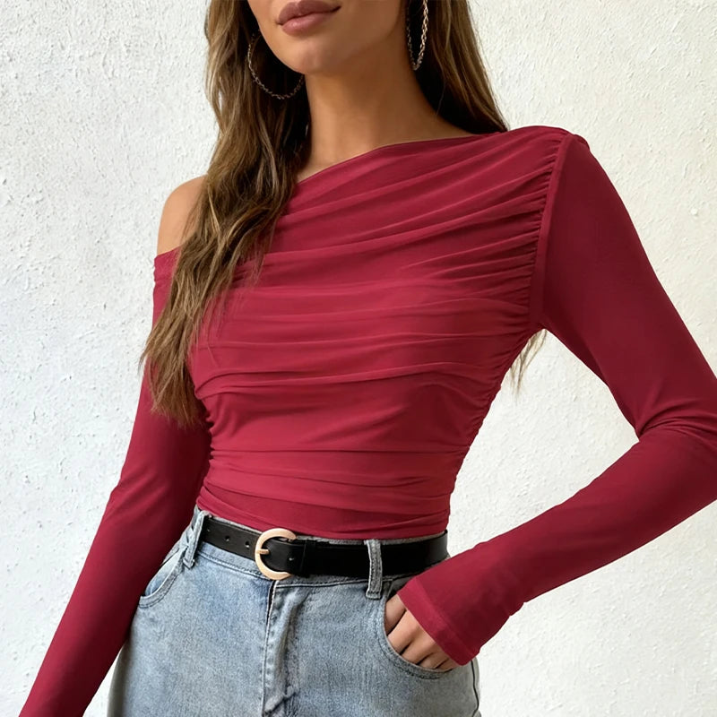 Autumn Winter Top Women 2025 Fall Fashion Off The Shoulder Long Sleeve