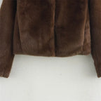 LUXE Teddy brown long sleeved jacket for women's