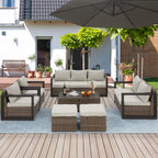 Aluminum Patio Furniture Set with Rattan Sectional Sofa - H&A Outlet