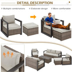 Aluminum Patio Furniture Set with Rattan Sectional Sofa - H&A Outlet
