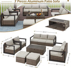 Aluminum Patio Furniture Set with Rattan Sectional Sofa - H&A Outlet