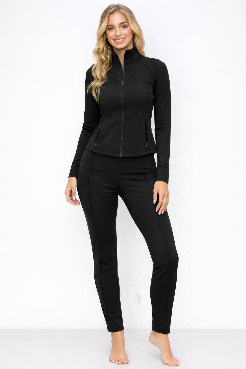 Athletic Workout Lounge Zip Up Jacket And Pant Set - H&A Outlet