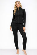 Athletic Workout Lounge Zip Up Jacket And Pant Set - H&A Outlet