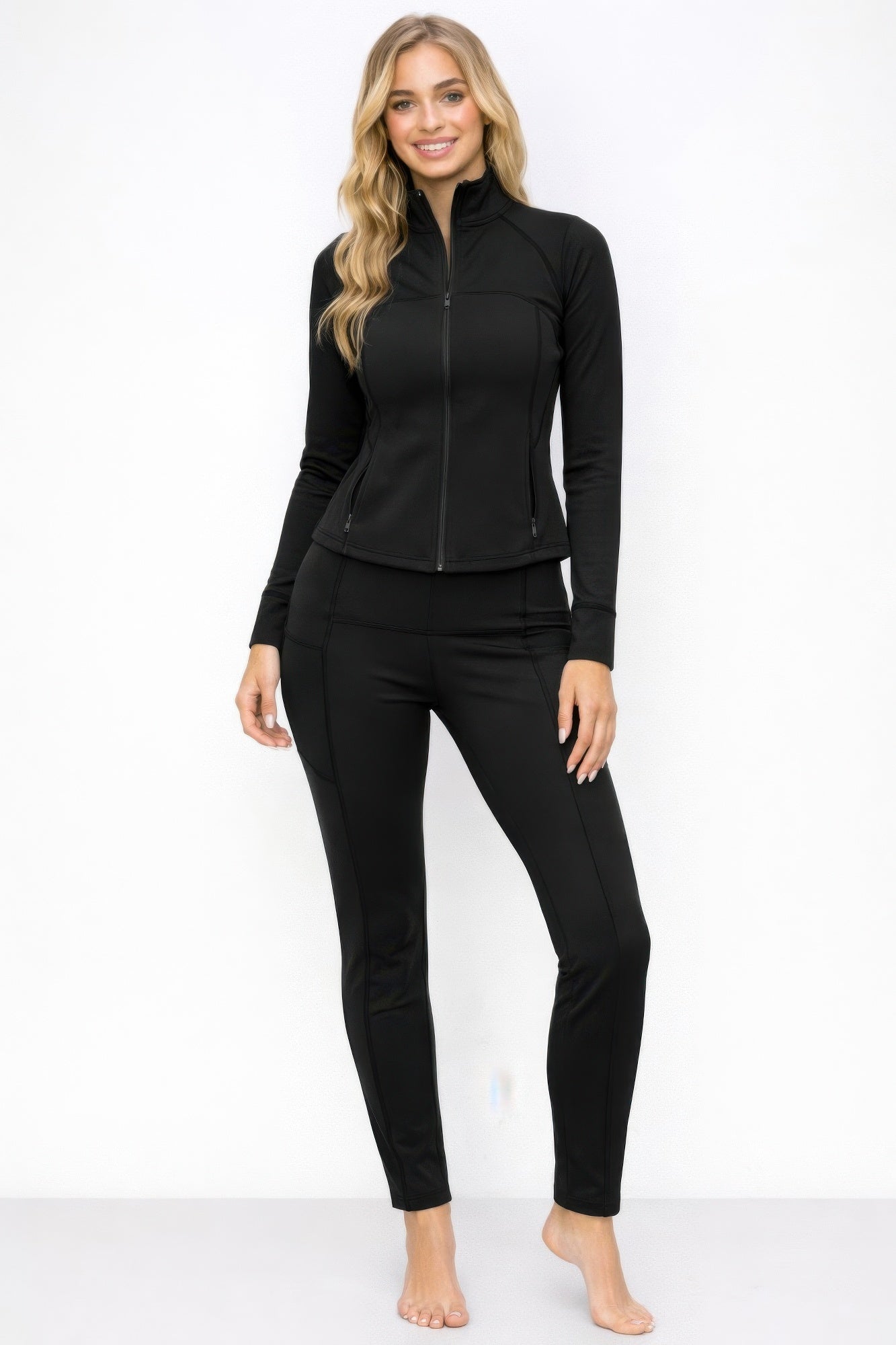 Athletic Workout Lounge Zip Up Jacket And Pant Set - H&A Outlet